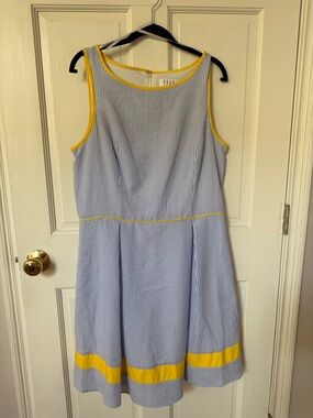 ELLE Blue and Yellow Trim Sleeveless A-Line Dress